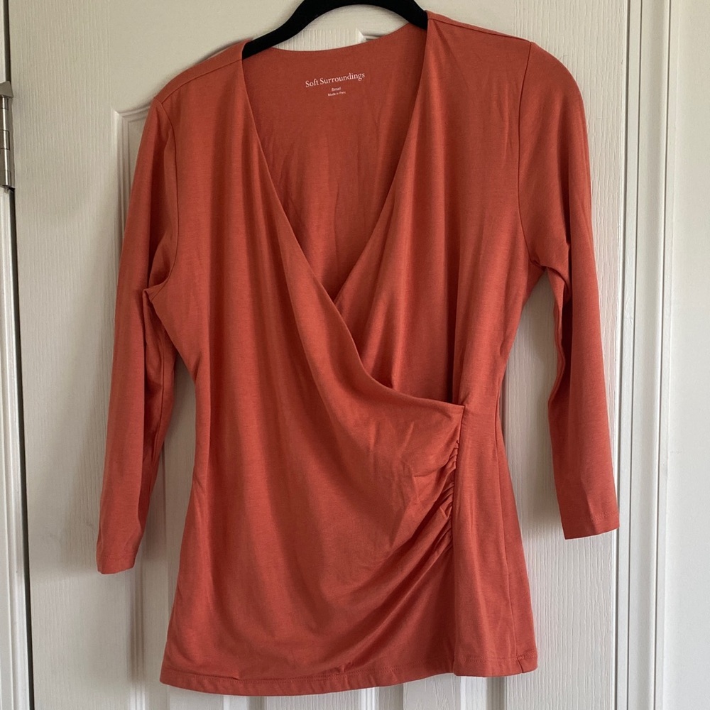 Soft Surroundings Terracotta Wrap Blouse
